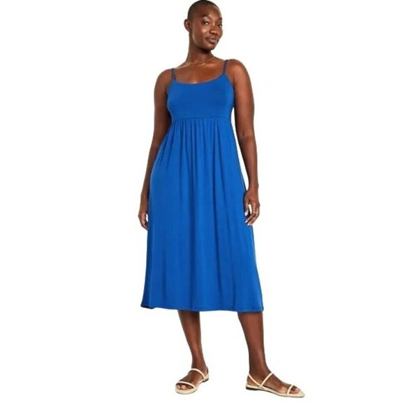 Old Navy Soft Jersey Knit Fit & Flare Midi Sundress Striped Large (12/14) Petite - Picture 14 of 15